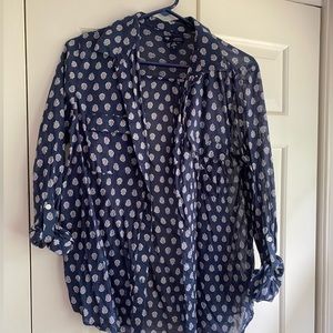 Old navy button up. Navy blue with pink detail. Size medium. Slightly sheer.